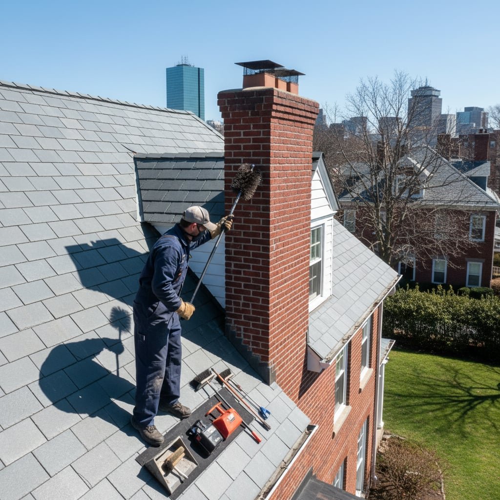 Swift Hearth Chimney Sweep team working on chimney
